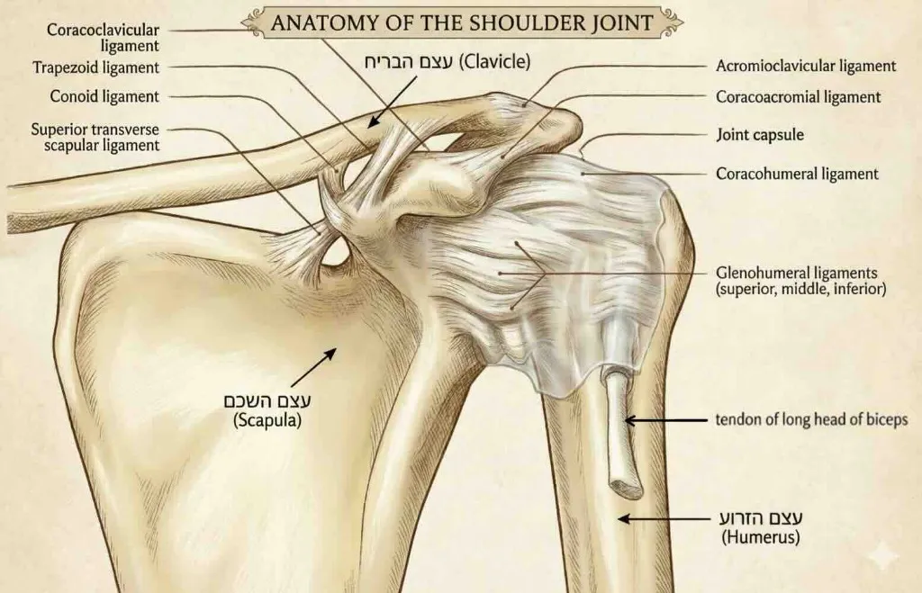 אנטומיה של מפרק הכתף - עצמות ורצועות